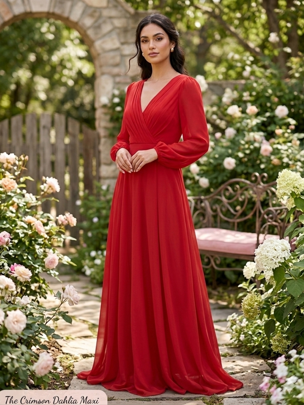 JJs House Vibrant Scarlet Long Sleeve Dress